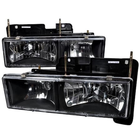 Overtime Crystal Housing Headlights for 88 to 98 Chevrolet C10- Black - 12 x 16 x 18 in. OV3184344